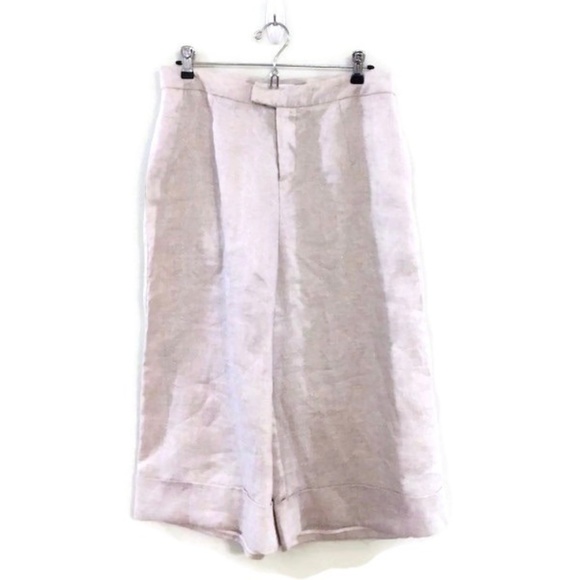 Kaelen Pants - KAELEN Shimmer linen wide leg crop pants